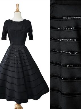 Vintage 50s Black Cocktail Party Dress